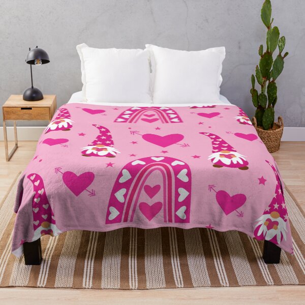 Item preview, Valentine pink boho rainbow with gnomes and hearts pattern designed and sold by Yasminepatterns .