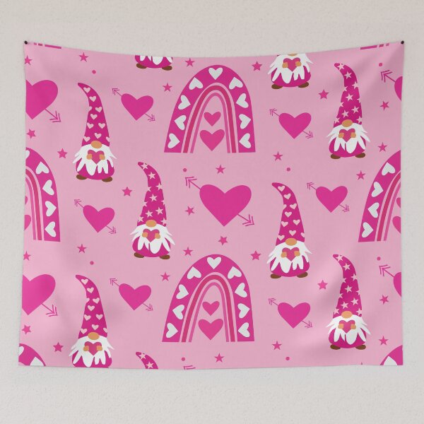 Item preview,  Valentine pink boho rainbow with gnomes and hearts pattern   designed and sold by Yasminepatterns .