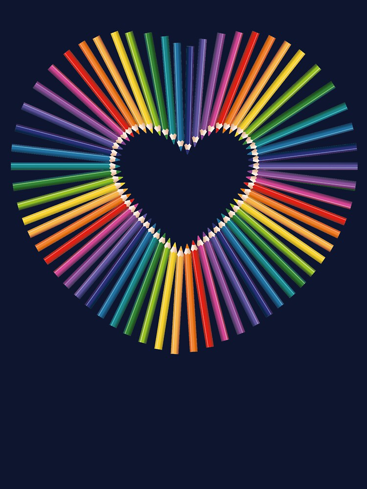 Thumbnail 7 of 7, Classic T-Shirt, Pride Rainbow Pencil Heart designed and sold by DelightfullyDo.