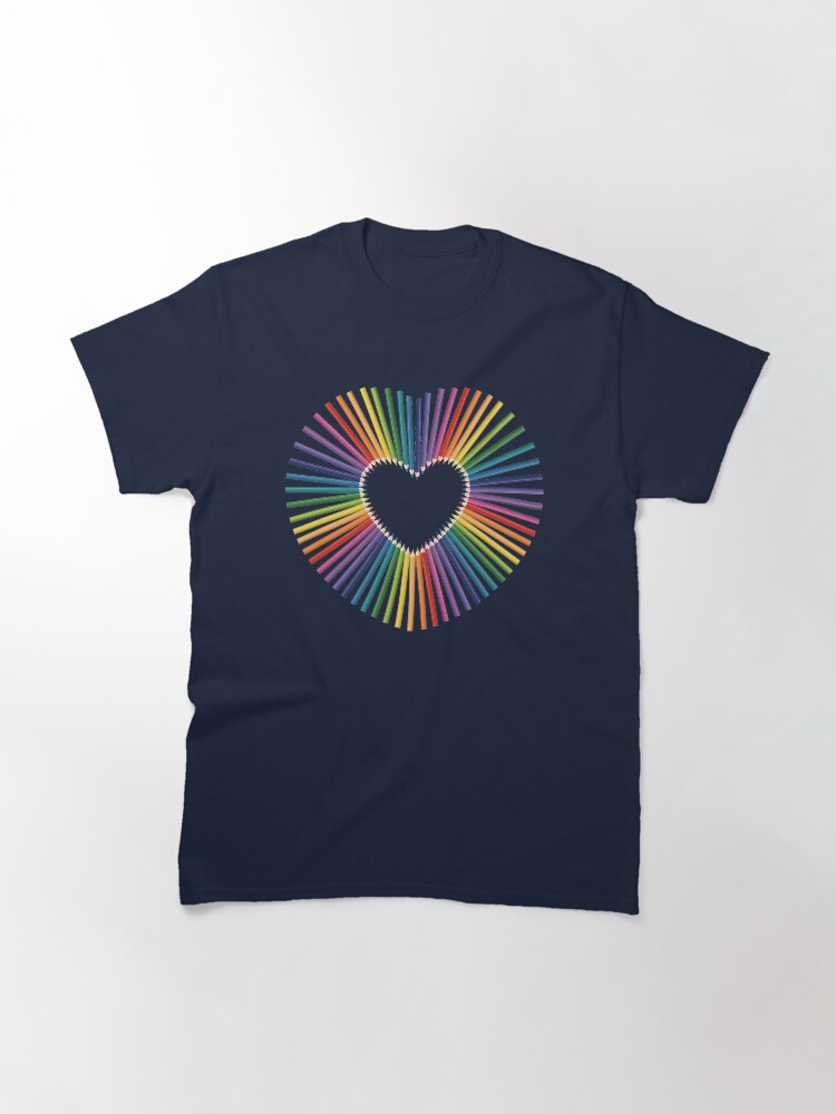 Thumbnail 3 of 7, Classic T-Shirt, Pride Rainbow Pencil Heart designed and sold by DelightfullyDo.