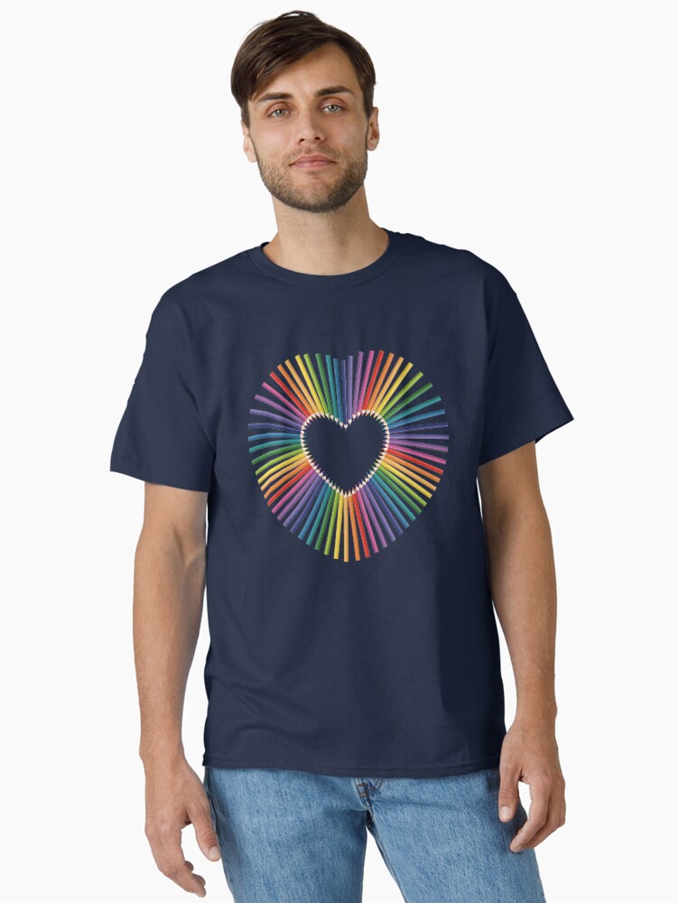 Thumbnail 2 of 7, Classic T-Shirt, Pride Rainbow Pencil Heart designed and sold by DelightfullyDo.