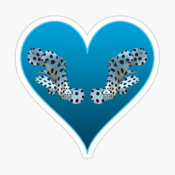 Herziges Fischmotiv | Kleiner Fisch in blauem Herz | Sticker
