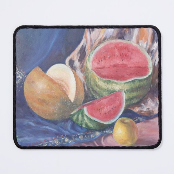 Item preview, Still life painting - Central Asia patterns, watermelon, melon and apples. designed and sold by Umiska.