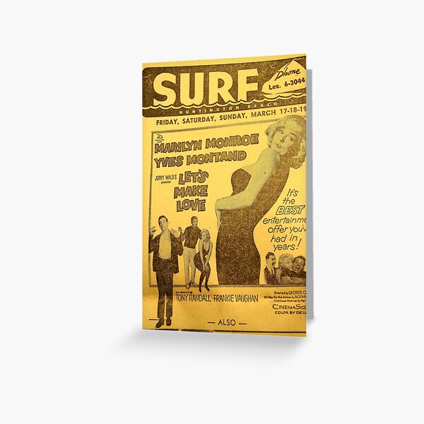 The Surf Theater Movie listing circa 1961 Greeting Card