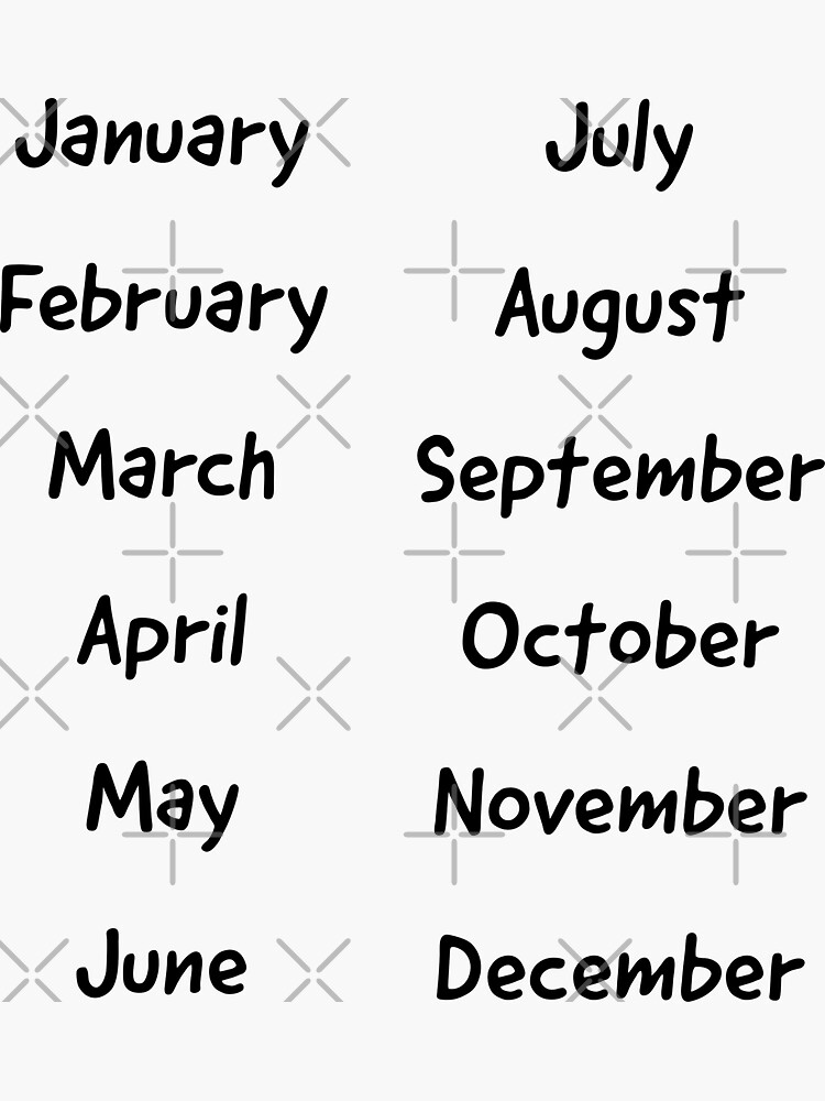 Months of the year sticker pack - months of the year journal stickers.  Sticker for Sale by Theleochick