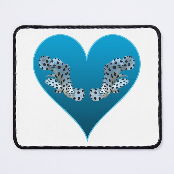 Cute motif of a fish | Small fish in a blue heart | Mouse Pad
