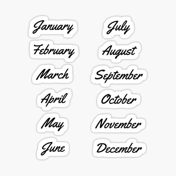 Months of the year sticker pack - months of the year journal stickers.  Sticker for Sale by Theleochick