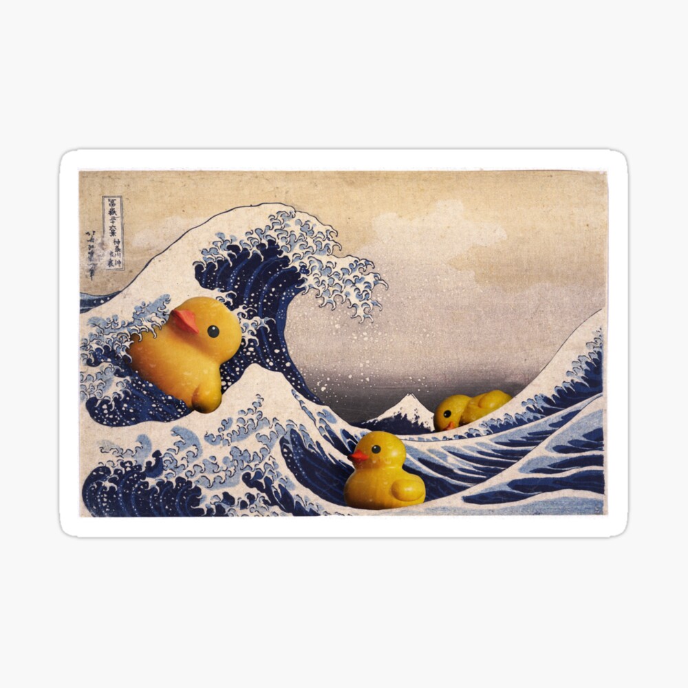 Rubber Duck on the Great wave