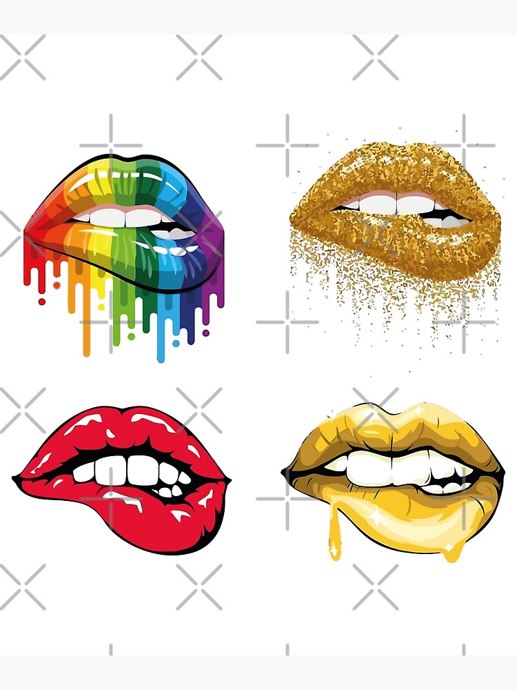 Glitter Lips Golden Red Rainbow Lips Poster For Sale By Isamdiyab