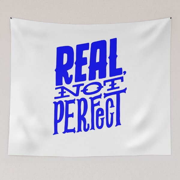 Item preview, real not perfect, take your time, motivational statement quote designed and sold by TrueType.
