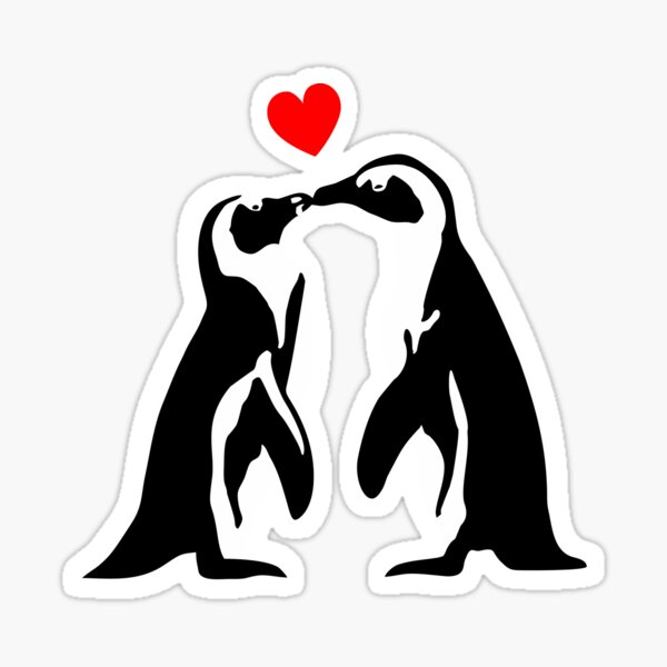 Aperçu de l'œuvre pingouins avec coeur, couple de pingouins créée et vendue par claudiasartwork.