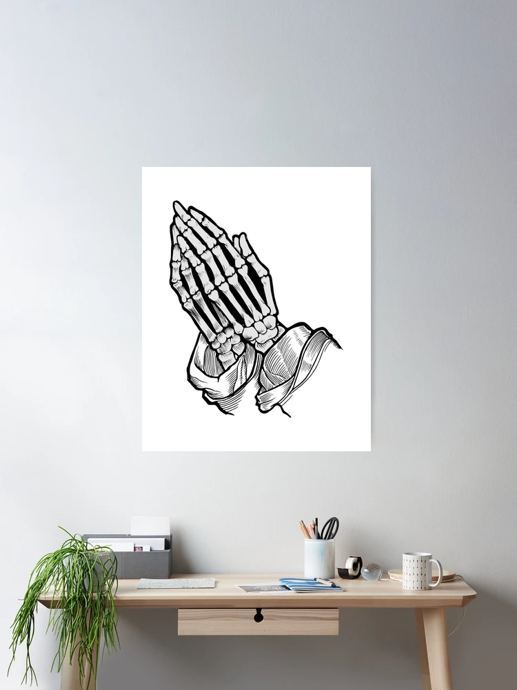 praying hands skeleton tattoo