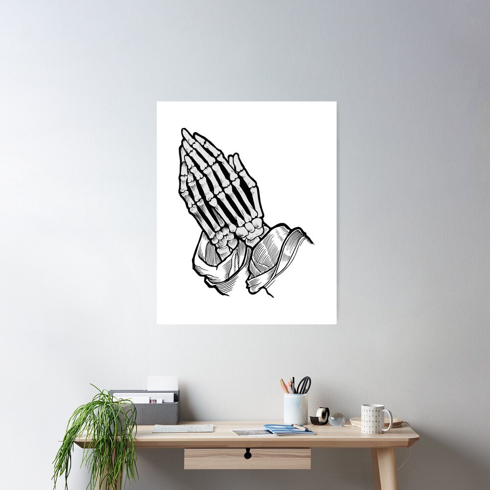 TATTOO FLASH POSTER【 Praying Hands 】 vtg 1960s 1970s Tattoo Flash acetate stencil Praying Hands
