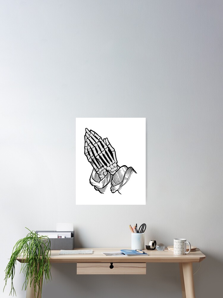 TATTOO FLASH POSTER【 Praying Hands 】 Painted flash or digital flash? I can never tell which I
