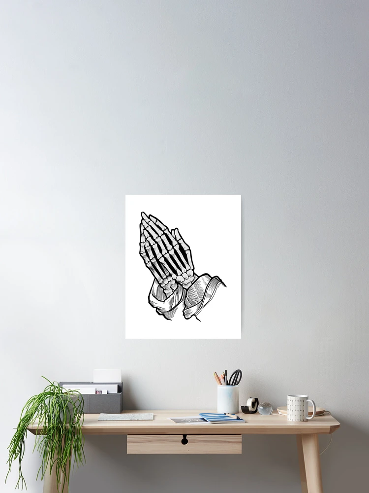 praying hands skeleton tattoo