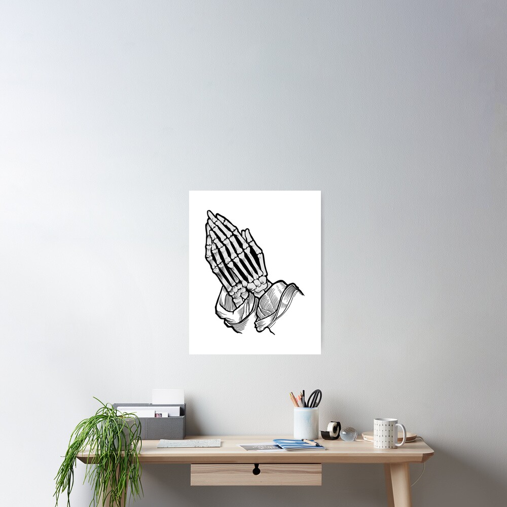 praying hands skeleton tattoo