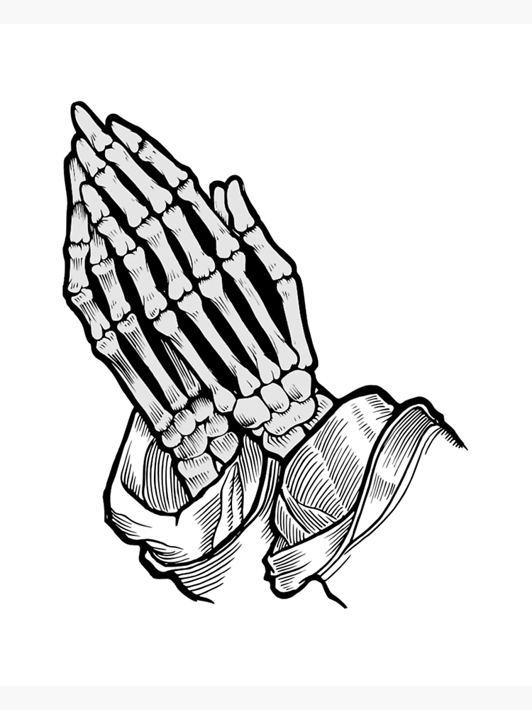 praying hands skeleton tattoo