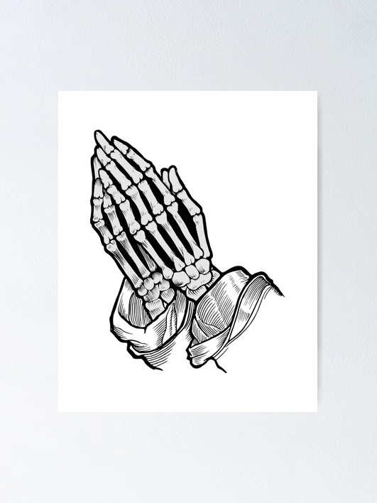 praying hands skeleton tattoo