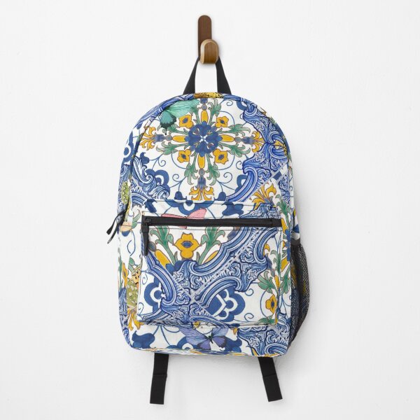 Item preview, Mediterranean blue tiles, amalfi flowers and butterflies designed and sold by Bloomery Decor.