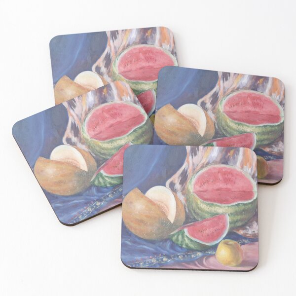 Item preview, Still life painting - Central Asia patterns, watermelon, melon and apples. designed and sold by Umiska.