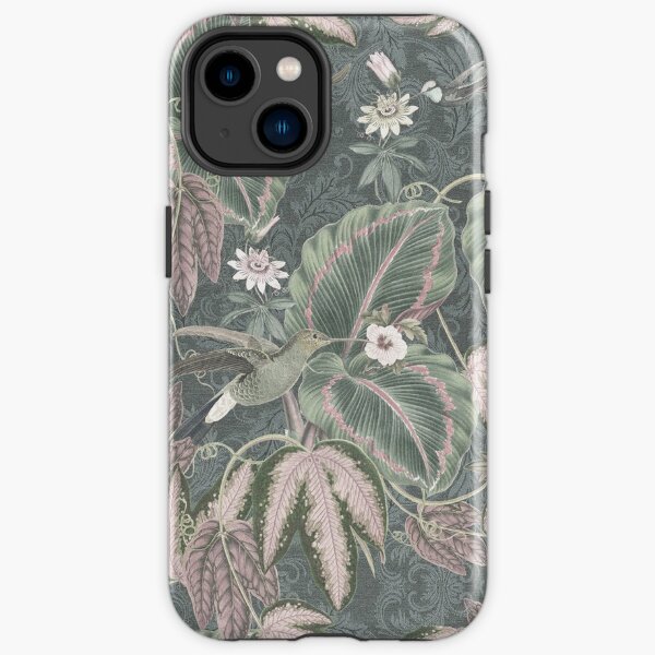 Vintage tropical hummingbirds and botanical foliage jungle iPhone Tough Case