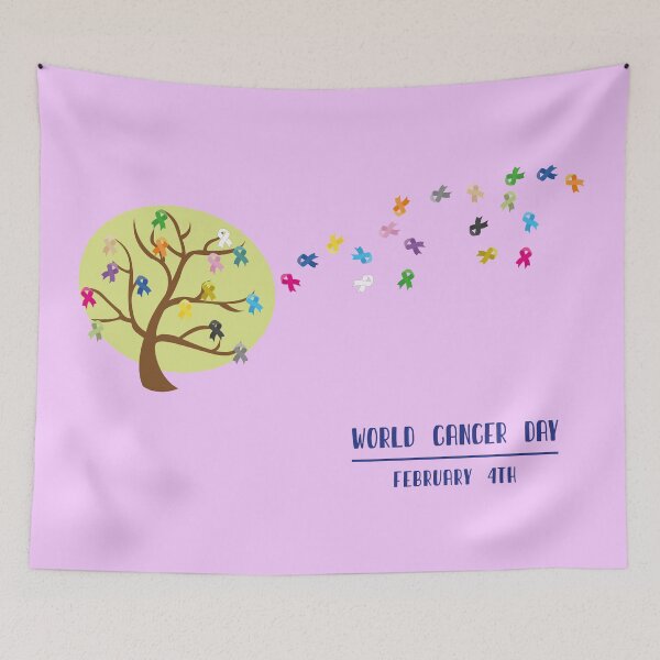 Item preview, World Cancer Day on February 4 with a tree of solidarity ribbons designed and sold by Martapp.