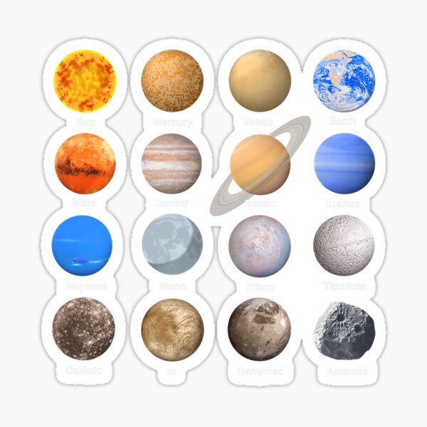 Labels, Stickers & Tags Unique & Rare 3D Textured Planet Stickers 11 ...