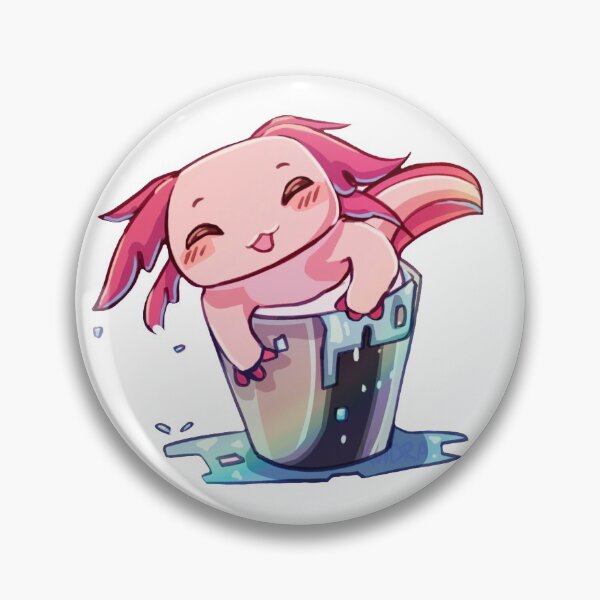 Item preview, Minecraft Cute Axolotl Illustration, Cute Axolotl in a Bin, Minecraft Axolotl in a bucket of water, pink axolotl, axolotl art painting, axolotl sticker designed and sold by Duundeed.