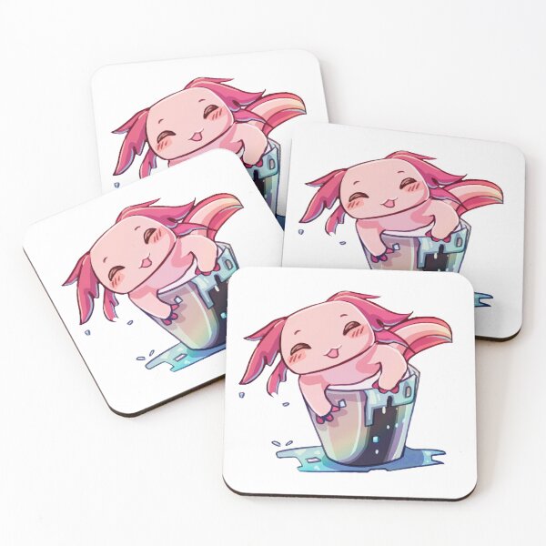 Item preview, Minecraft Cute Axolotl Illustration, Cute Axolotl in a Bin, Minecraft Axolotl in a bucket of water, pink axolotl, axolotl art painting, axolotl sticker designed and sold by Duundeed.