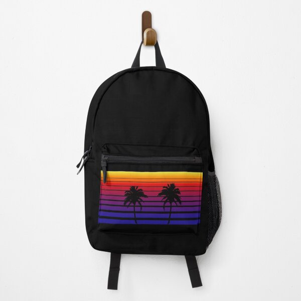 Item preview, Synthwave Sunset with Palms Rectangular Black - Black Background designed and sold by TRad-Shop.