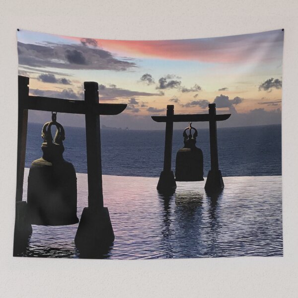 Item preview, Buddhist bells on the water at sunset designed and sold by Travel Planet.