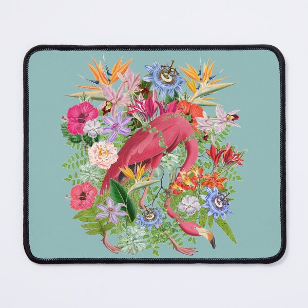 Item preview, Ornate Pink Flamingo And Beautiful Decorative Cascading Tropical Flowers designed and sold by TrulyEpoque.