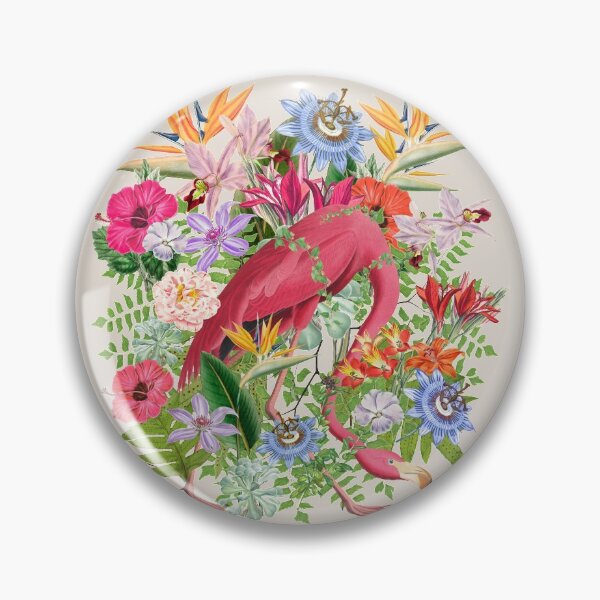 Item preview, Ornate Pink Flamingo And Beautiful Decorative Cascading Tropical Flowers designed and sold by TrulyEpoque.