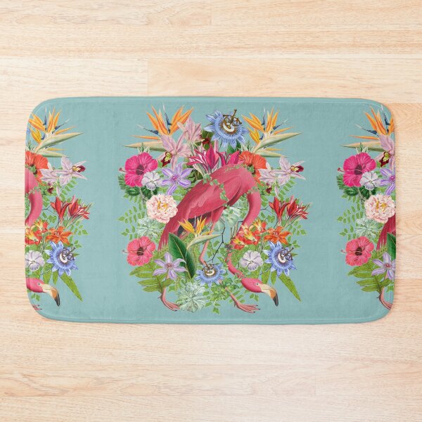 Item preview, Ornate Pink Flamingo And Beautiful Decorative Cascading Tropical Flowers designed and sold by TrulyEpoque.