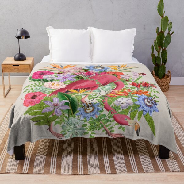 Item preview, Ornate Pink Flamingo And Beautiful Decorative Cascading Tropical Flowers designed and sold by TrulyEpoque.
