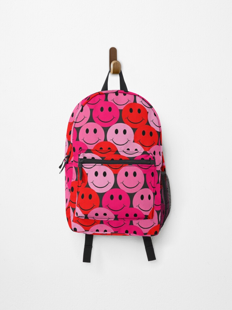 Hot Pink Dripping Smiley Backpack