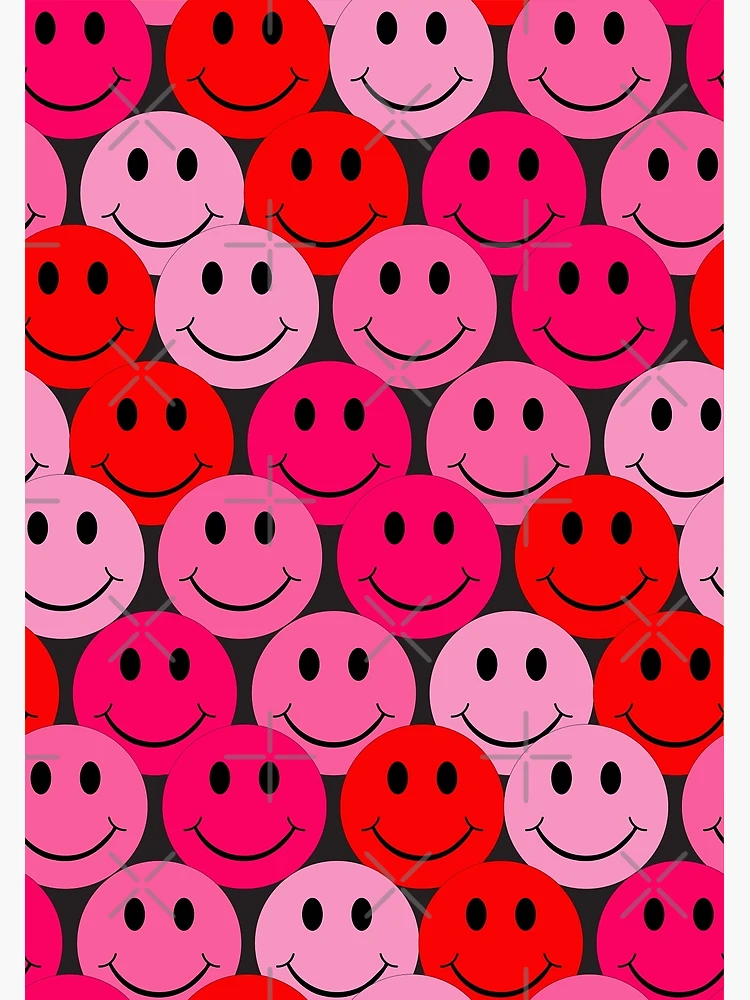 Large Pink and Red Vsco Smiley Face Pattern - Preppy Aesthetic Wrapping  Paper by Aesthetic Wall Decor by SB Designs