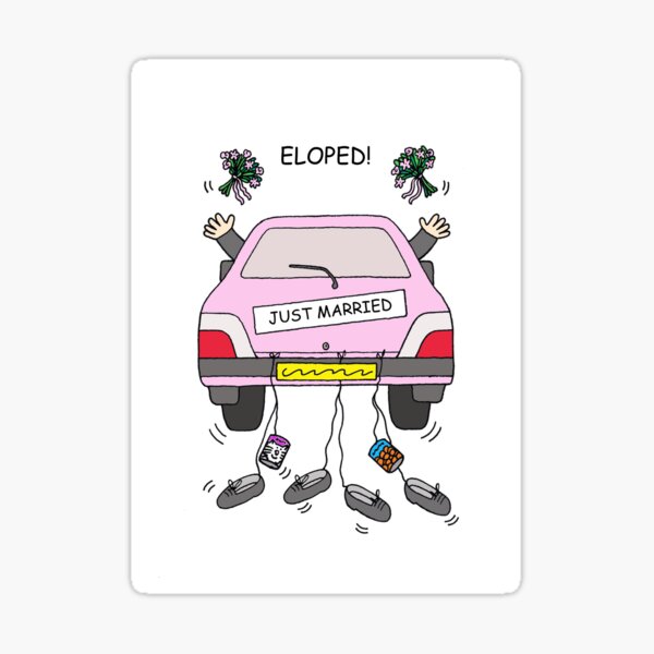 Item preview, Cartoon Gay Couple Elopement Cartoon Car designed and sold by KateTaylor.