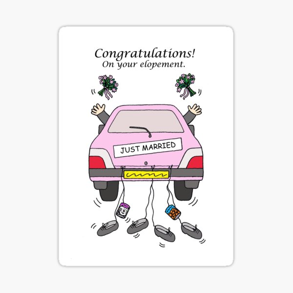 Item preview, Congratulations on Your Elopement Cartoon Car designed and sold by KateTaylor.