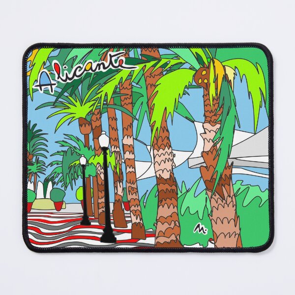 Item preview, Explanada de Alicante con palmeras, ilustración, souvenirs, recuerdos de viaje, visita a Alicante a color designed and sold by Miduart.