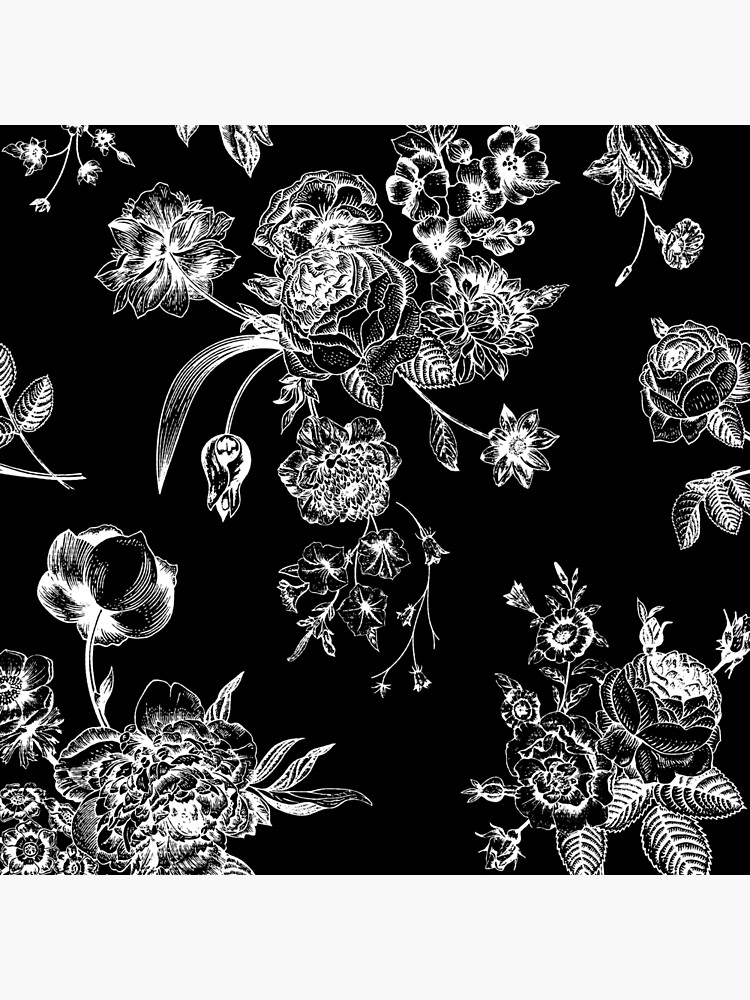 Black and White, Floral, Pattern, Minimalist, Modern, Abstract