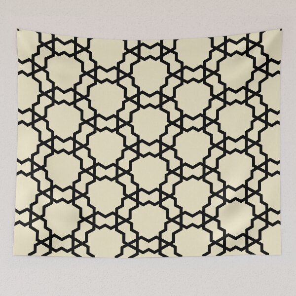 Item preview, Black and Pale Yellow Overlapping Shape Pattern Pairs DE 2022 Popular Color Natural Light DE5505 designed and sold by ColorOfTheYears.