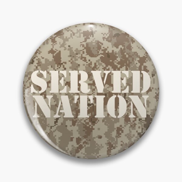 Item preview, NWU type II AOR-1, desert digital camouflage pattern swatch. US. Marines, US. Navy text: SERVED NATION typographic designed and sold by NineJuly.