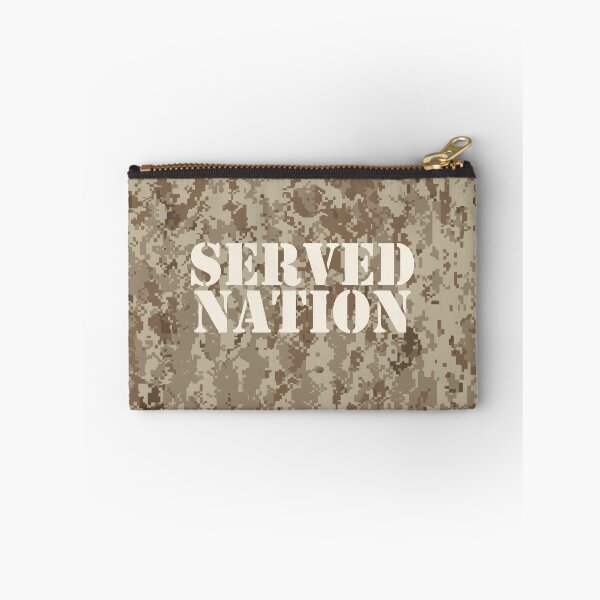 Item preview, NWU type II AOR-1, desert digital camouflage pattern swatch. US. Marines, US. Navy text: SERVED NATION typographic designed and sold by NineJuly.