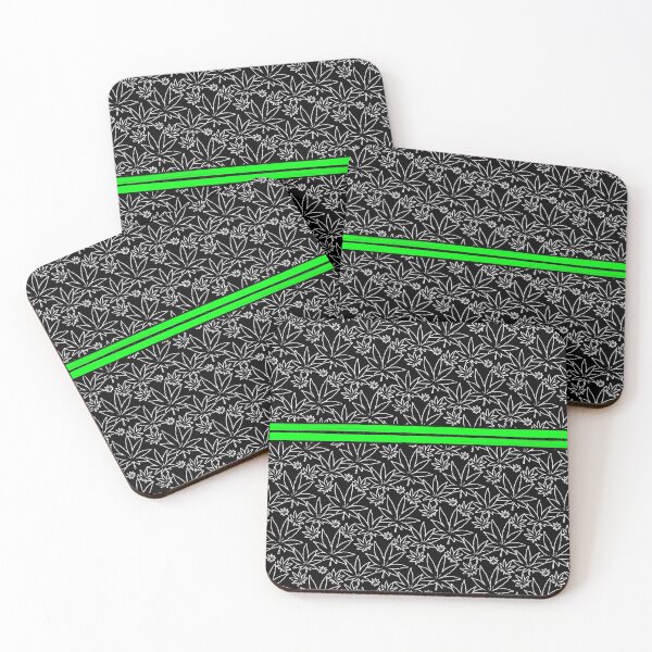 Item preview, Weed Leaf Pattern Black and White with Green Stripes designed and sold by EddieBalevo.