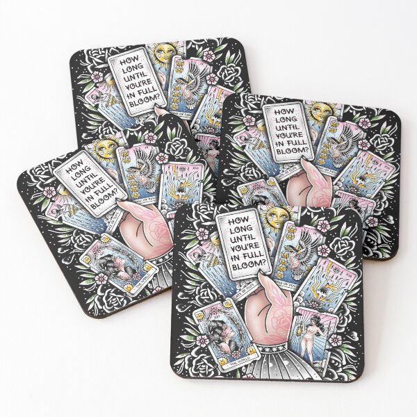 Item preview, How Long Until You're in Full Bloom? Tarot Cards Personal Growth Vintage Romance Traditional Tattoo Flash Style Print by Ella Mobbs Creep Heart designed and sold by Ella Mobbs.