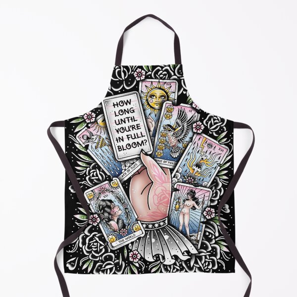 Item preview, How Long Until You're in Full Bloom? Tarot Cards Personal Growth Vintage Romance Traditional Tattoo Flash Style Print by Ella Mobbs Creep Heart designed and sold by Ella Mobbs.