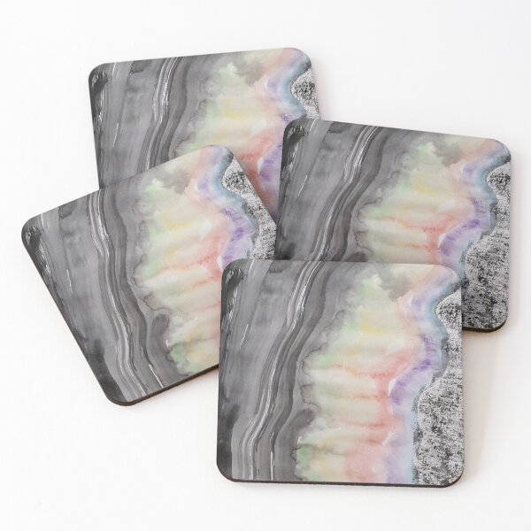 Item preview, Geode ~ Striations of Black, Puddles of Color ~ Black Rainbow Geode Art designed and sold by EbonyBuds.