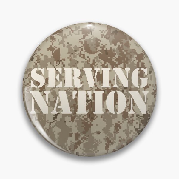 Item preview, NWU type II AOR-1, desert digital camouflage pattern swatch. US. Marines, US. Navy text: SERVING NATION typographic designed and sold by NineJuly.