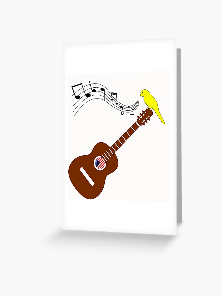Funny Cartoon Guitar Player Music - Cute Yellow Illustration Canary Bird 